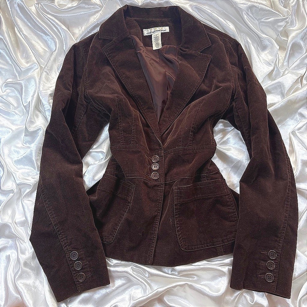 vintage Jones New York Sport Blazer Brown Good Corduroy Three Button Jacket M